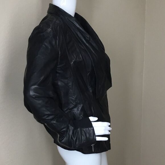Trouve Drape Collar Leather Jacket (A2) - Picture 4 of 6